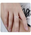 Elegant CZ Stone With Chain Silver Ring NSR-4193